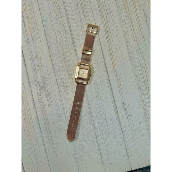 TORY BURCH Phipps Womens Rose Gold Watch, White Square Dial, Steel Mesh Band - Picture 4 of 16